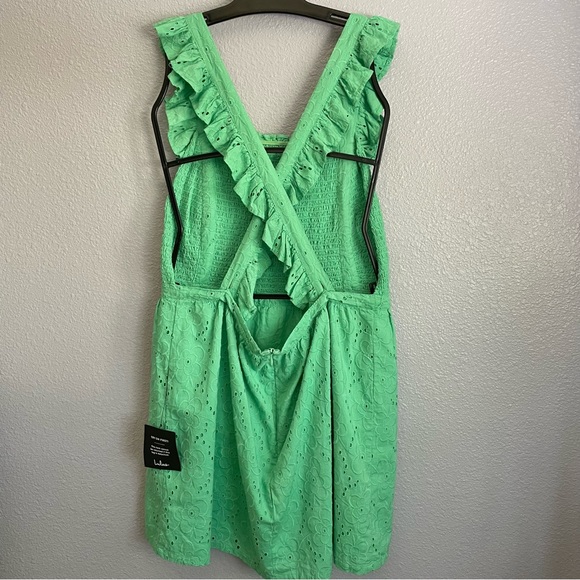 Lulu’s Green Sweet Bliss Eyelet Ruffle Dress NWT Size L - Picture 5 of 7
